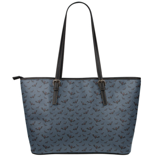 Halloween Vampire Bat Pattern Print Leather Tote Bag