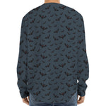 Halloween Vampire Bat Pattern Print Long Sleeve Baseball Jersey