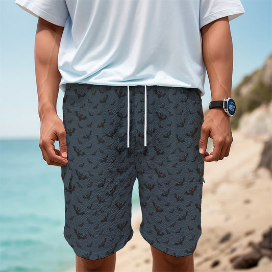 Halloween Vampire Bat Pattern Print Men's Cargo Shorts
