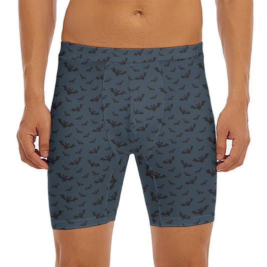 Halloween Vampire Bat Pattern Print Men's Long Boxer Briefs