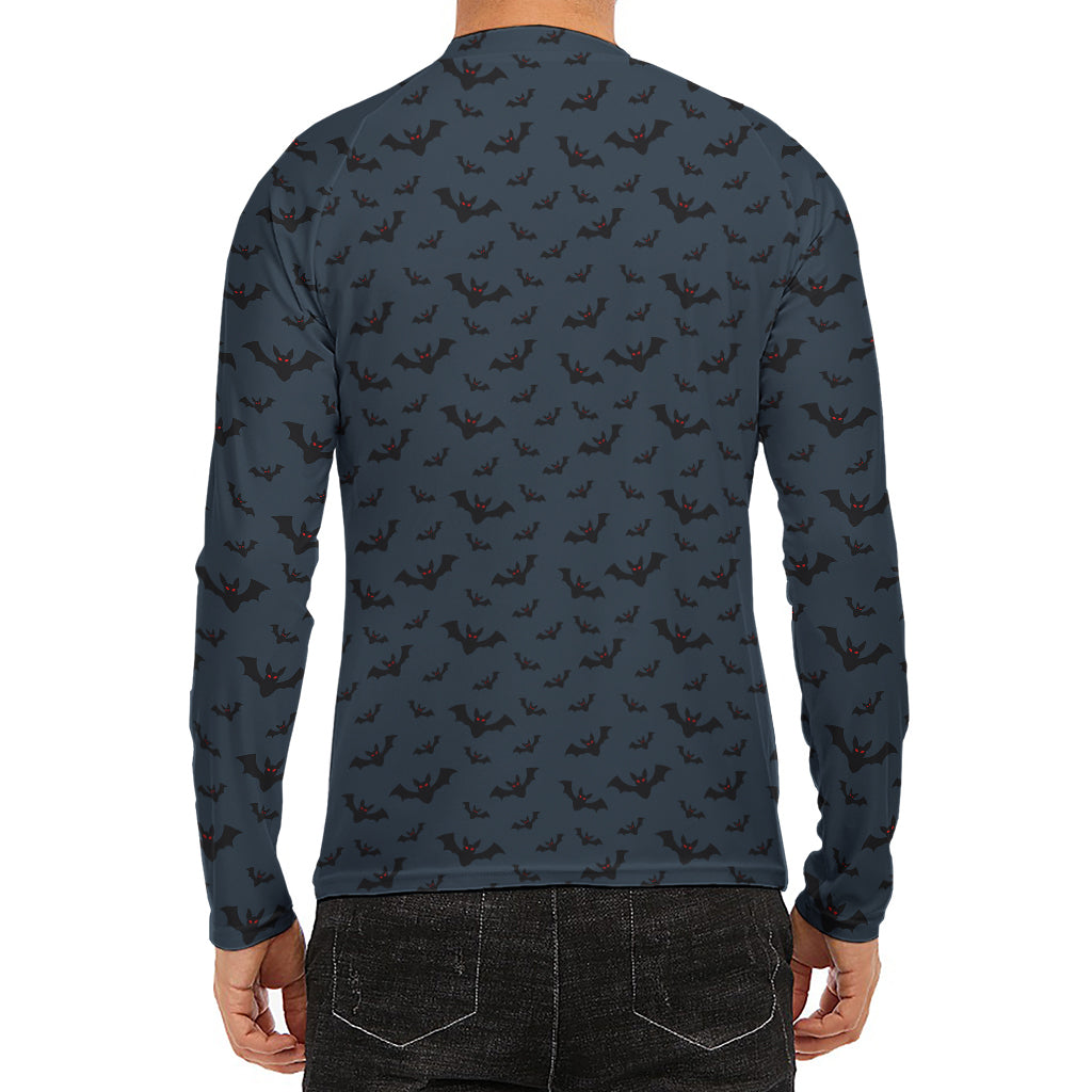 Halloween Vampire Bat Pattern Print Men's Long Sleeve Rash Guard