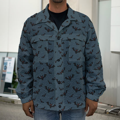 Halloween Vampire Bat Pattern Print Men's Shirt Jacket