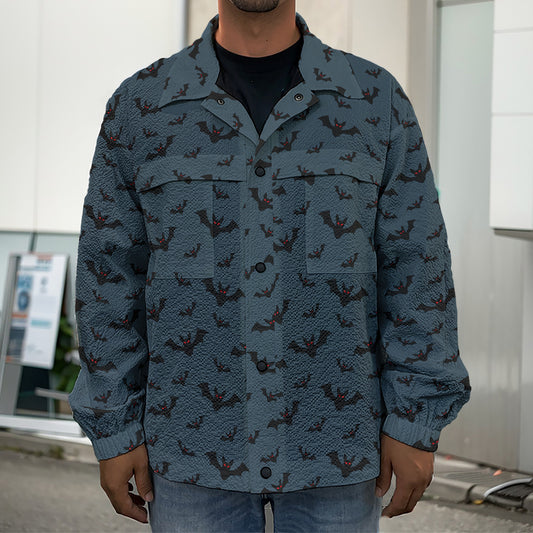 Halloween Vampire Bat Pattern Print Men's Shirt Jacket