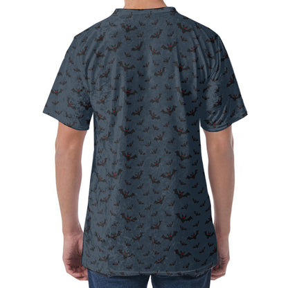 Halloween Vampire Bat Pattern Print Men's Velvet T-Shirt
