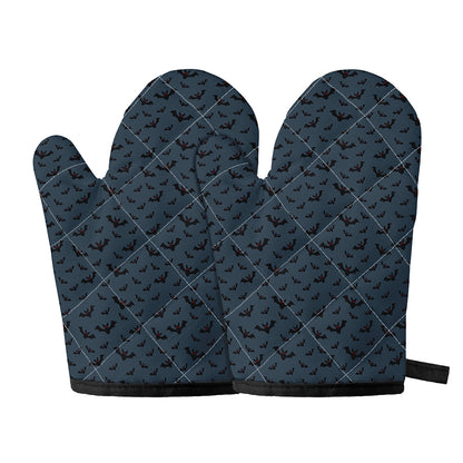 Halloween Vampire Bat Pattern Print Oven Mitts