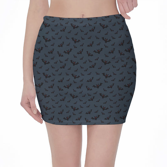 Halloween Vampire Bat Pattern Print Pencil Mini Skirt