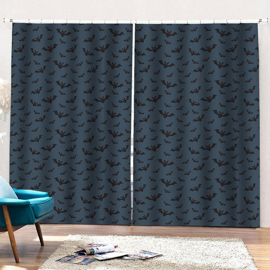 Halloween Vampire Bat Pattern Print Pencil Pleat Curtains