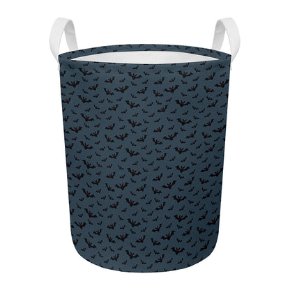 Halloween Vampire Bat Pattern Print Round Laundry Basket