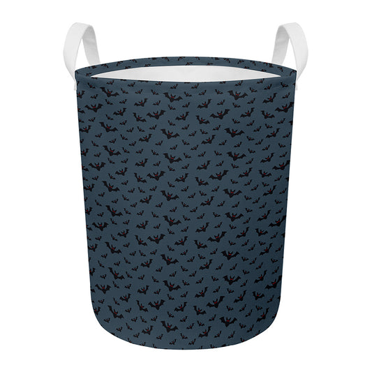 Halloween Vampire Bat Pattern Print Round Laundry Basket