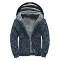 Halloween Vampire Bat Pattern Print Sherpa Lined Zip Up Hoodie