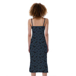 Halloween Vampire Bat Pattern Print Slim Fit Midi Cami Dress