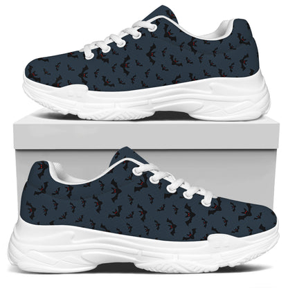 Halloween Vampire Bat Pattern Print White Chunky Shoes