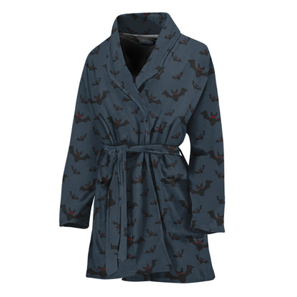 Halloween Vampire Bat Pattern Print Women's Bathrobe