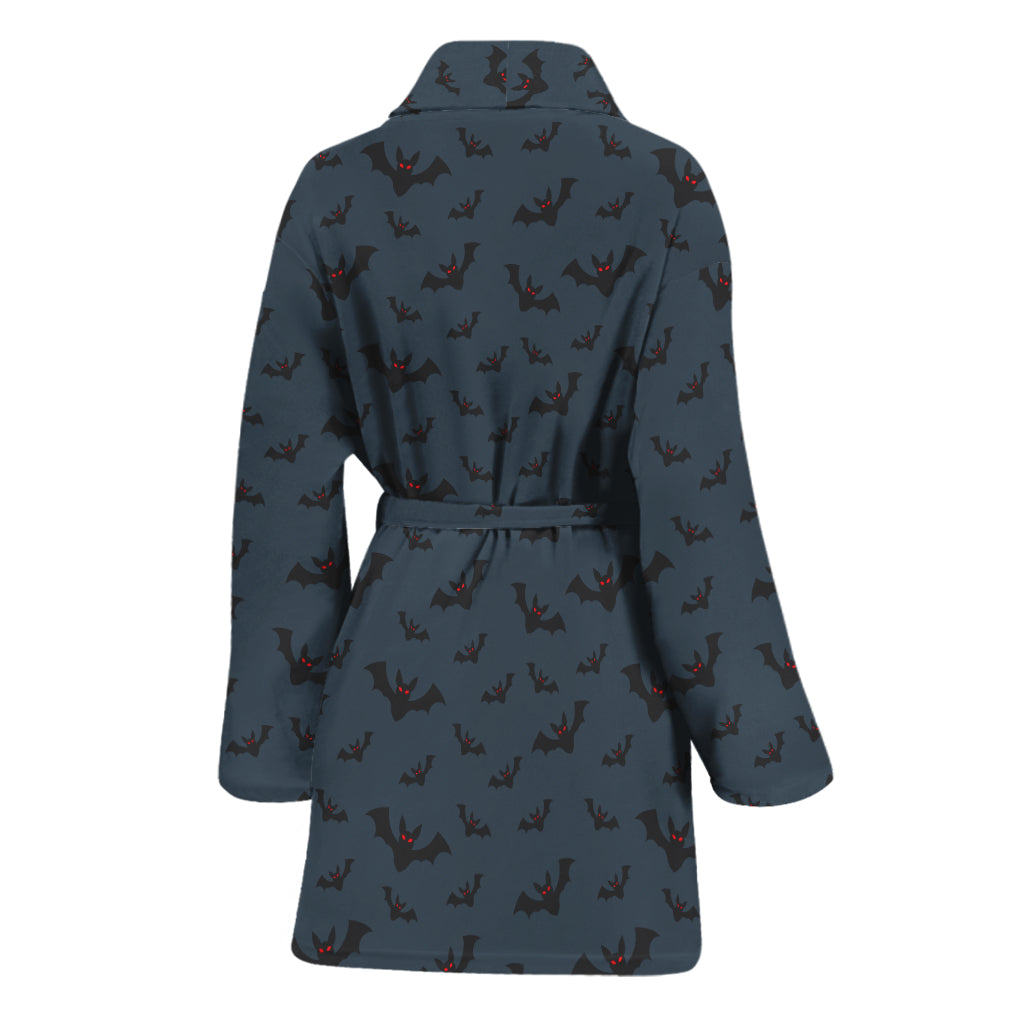 Halloween Vampire Bat Pattern Print Women's Bathrobe
