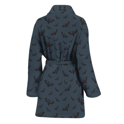 Halloween Vampire Bat Pattern Print Women's Bathrobe