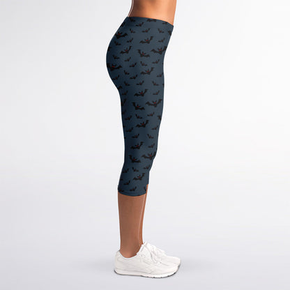 Halloween Vampire Bat Pattern Print Women's Capri Leggings