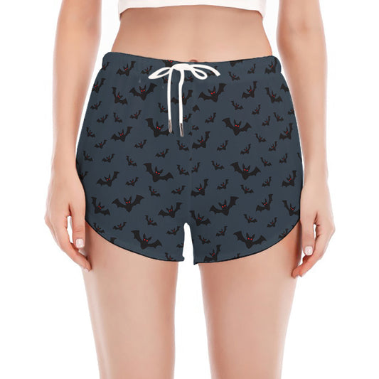 Halloween Vampire Bat Pattern Print Women's Split Running Shorts