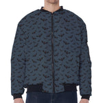 Halloween Vampire Bat Pattern Print Zip Sleeve Bomber Jacket