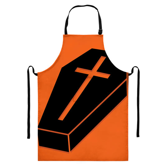 Halloween Vampire Coffin Print Bib Apron With Pocket