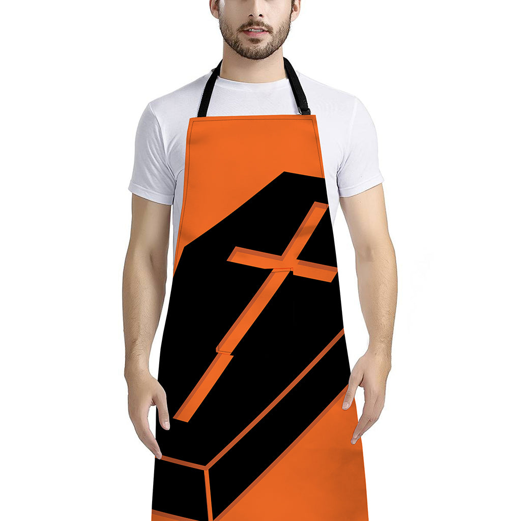 Halloween Vampire Coffin Print Bib Apron With Pocket