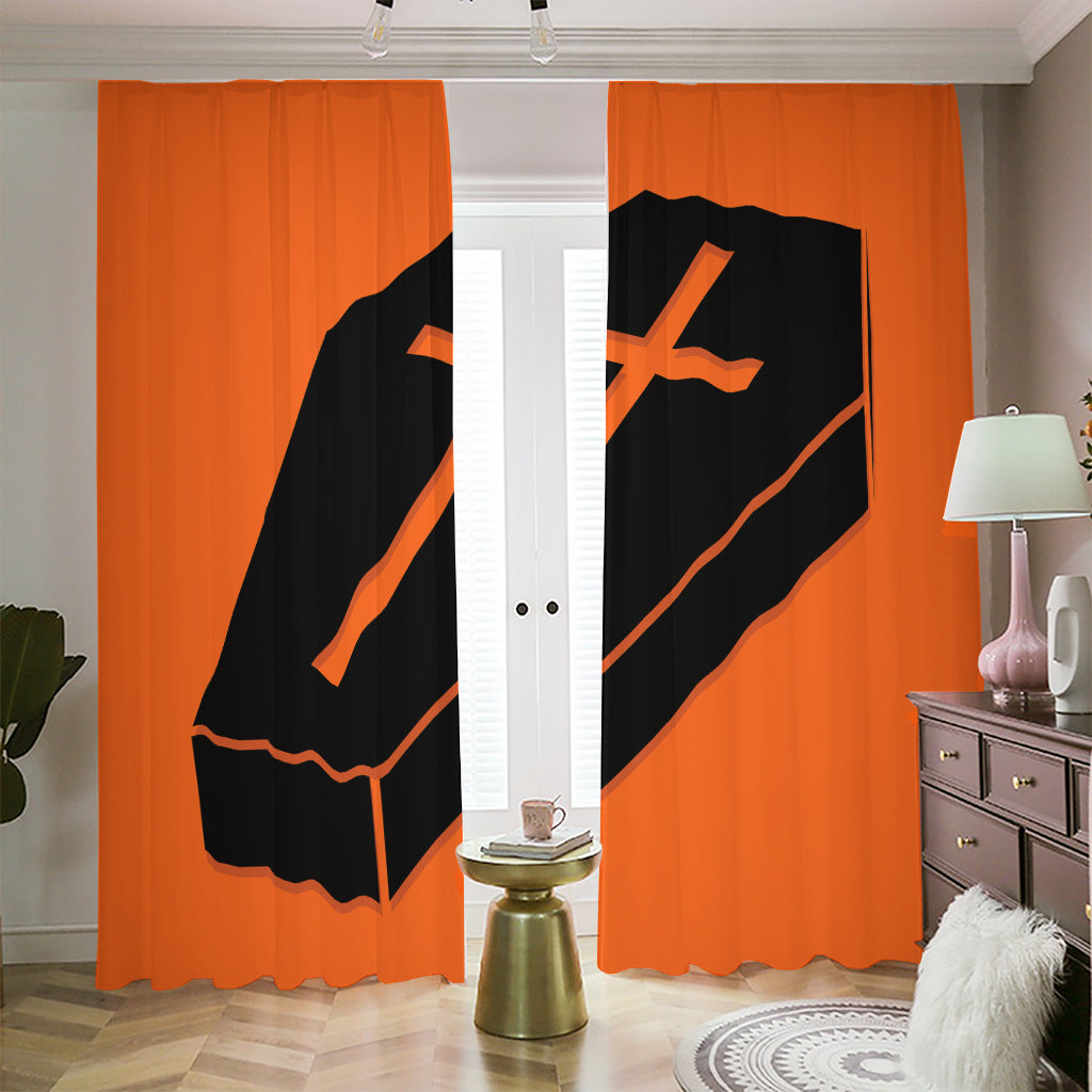 Halloween Vampire Coffin Print Blackout Pencil Pleat Curtains