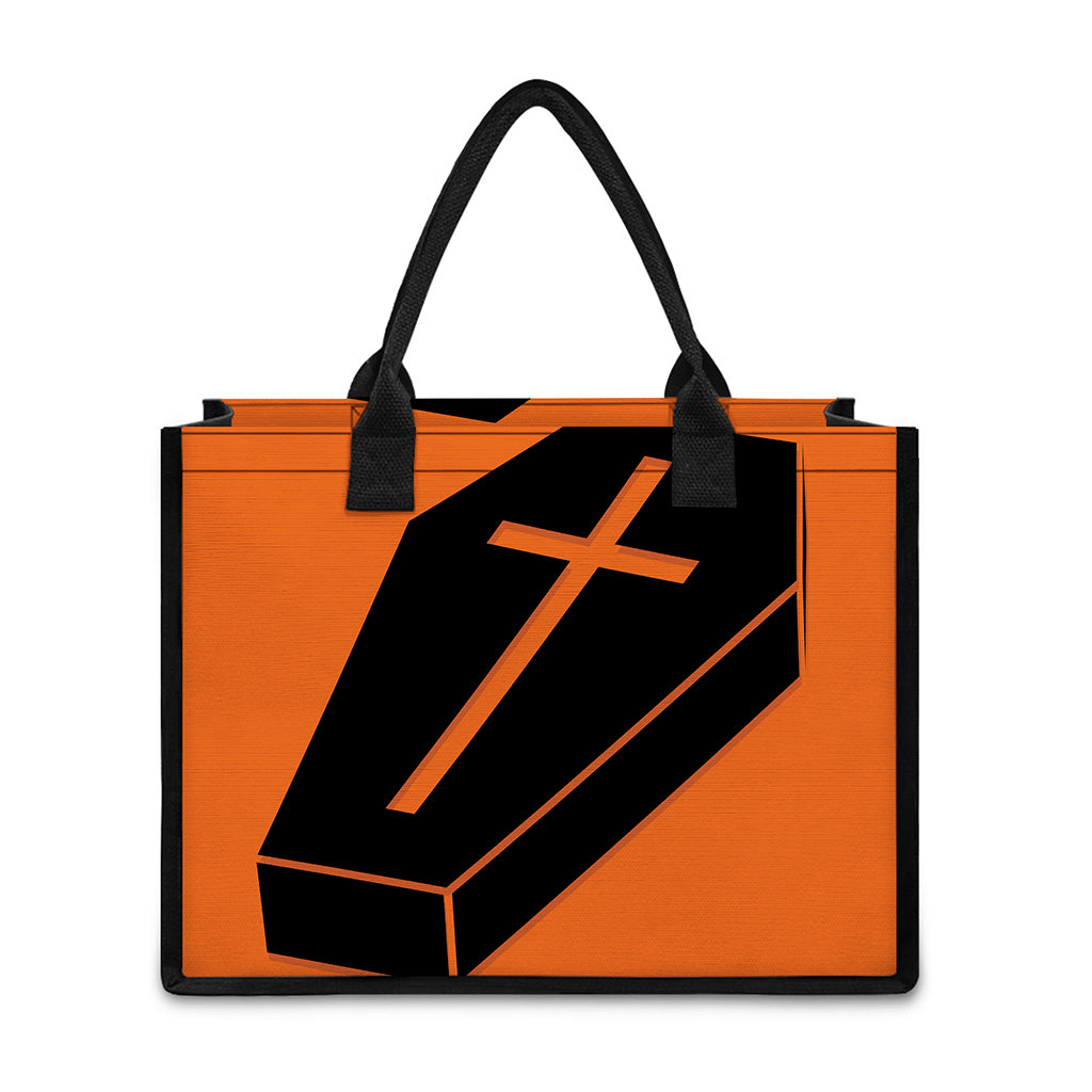 Halloween Vampire Coffin Print Canvas Tote Bag