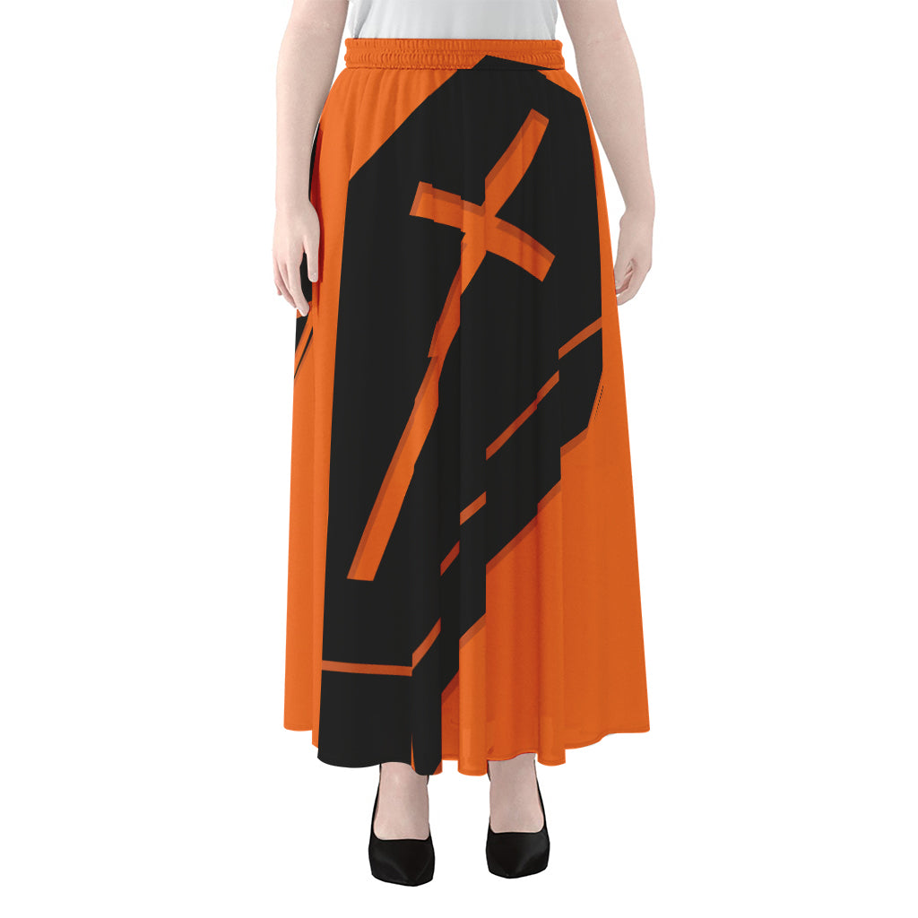 Halloween Vampire Coffin Print Chiffon Maxi Skirt