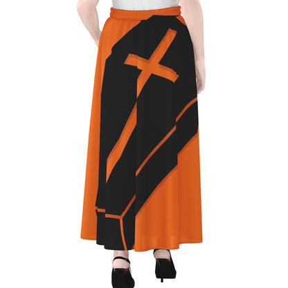 Halloween Vampire Coffin Print Chiffon Maxi Skirt