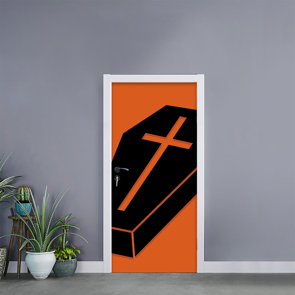 Halloween Vampire Coffin Print Door Sticker