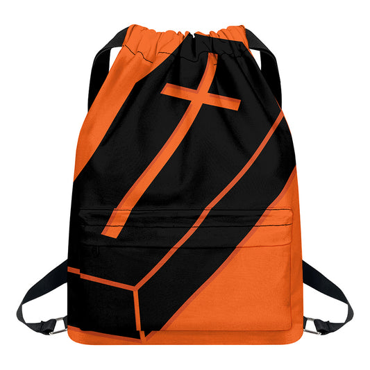 Halloween Vampire Coffin Print Drawstring Backpack