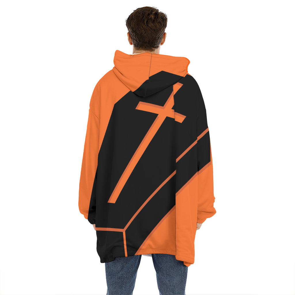 Halloween Vampire Coffin Print Hoodie Blanket