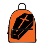 Halloween Vampire Coffin Print Leather Backpack