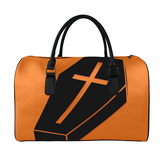 Halloween Vampire Coffin Print Leather Duffle Bag