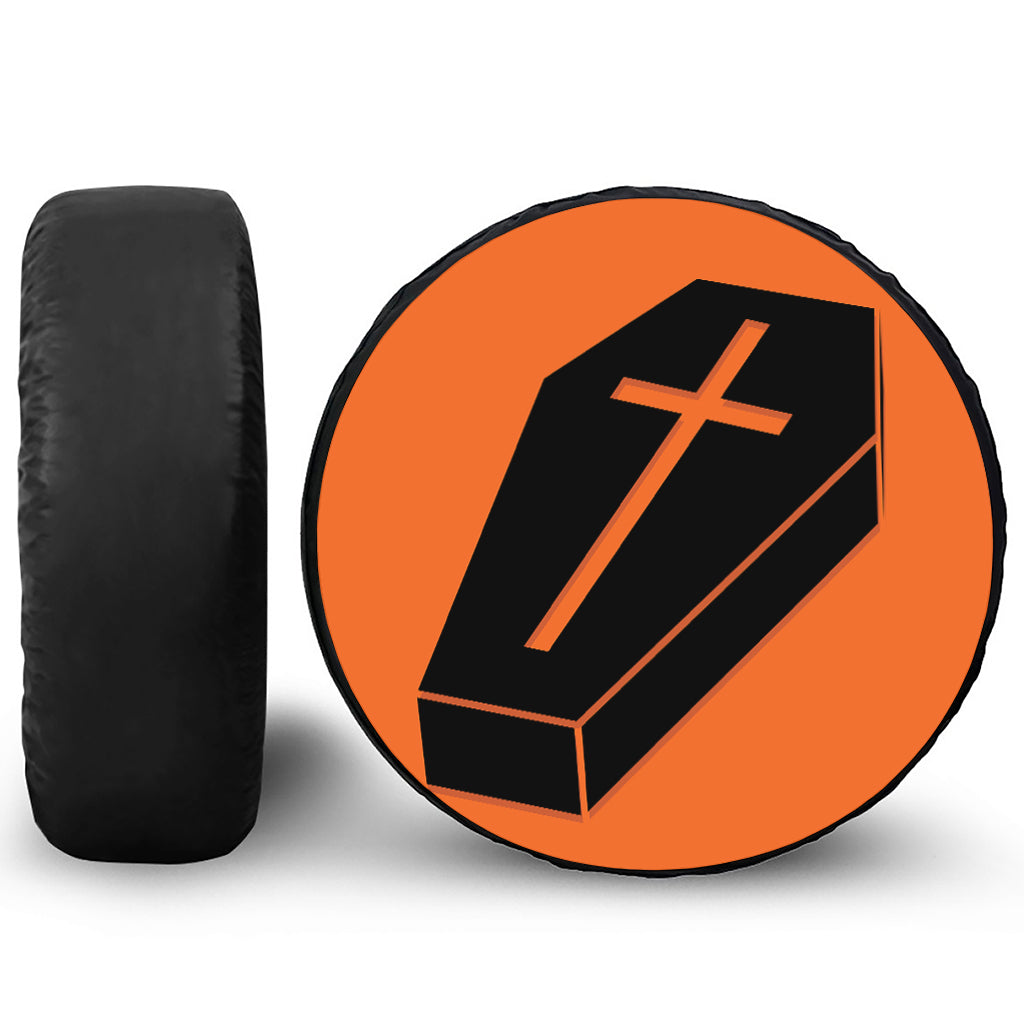 Halloween Vampire Coffin Print Leather Spare Tire Cover