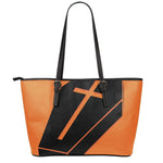 Halloween Vampire Coffin Print Leather Tote Bag