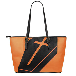 Halloween Vampire Coffin Print Leather Tote Bag