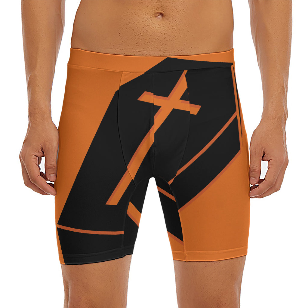 Halloween Vampire Coffin Print Men's Long Boxer Briefs