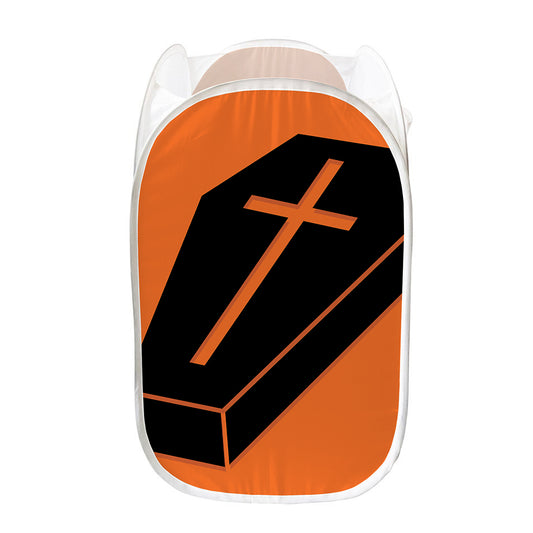 Halloween Vampire Coffin Print Mesh Laundry Hamper