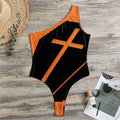 Halloween Vampire Coffin Print One Shoulder Bodysuit