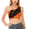 Halloween Vampire Coffin Print One Shoulder Crop Top