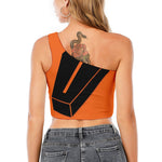 Halloween Vampire Coffin Print One Shoulder Crop Top