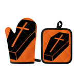 Halloween Vampire Coffin Print Oven Mitt And Pot Holder Set