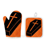 Halloween Vampire Coffin Print Oven Mitt And Pot Holder Set