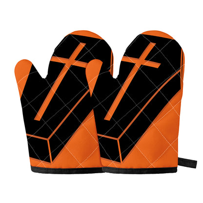 Halloween Vampire Coffin Print Oven Mitts