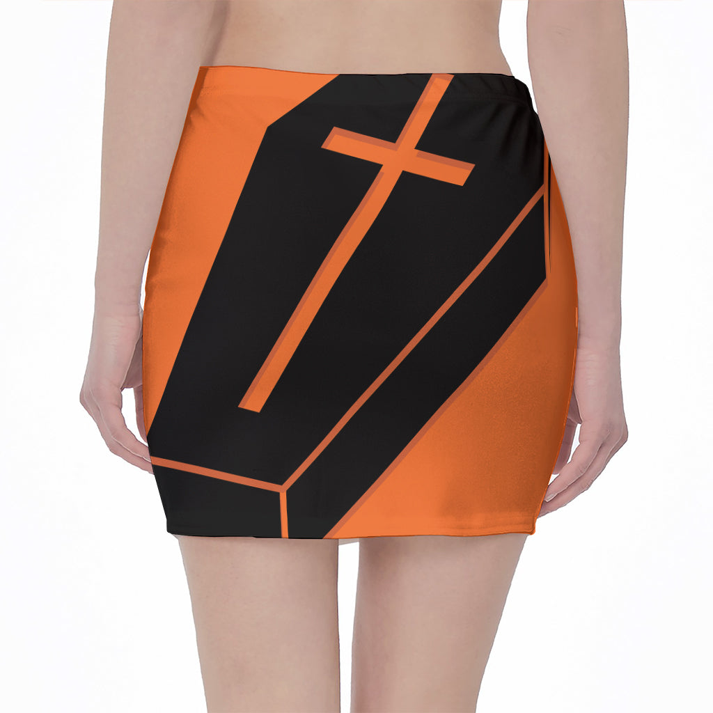 Halloween Vampire Coffin Print Pencil Mini Skirt