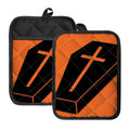 Halloween Vampire Coffin Print Pot Holders With Pocket