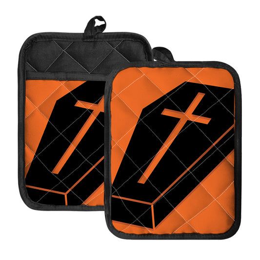 Halloween Vampire Coffin Print Pot Holders With Pocket