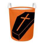 Halloween Vampire Coffin Print Round Laundry Basket