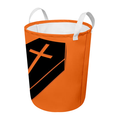 Halloween Vampire Coffin Print Round Laundry Basket