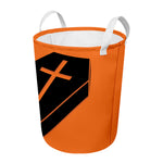 Halloween Vampire Coffin Print Round Laundry Basket